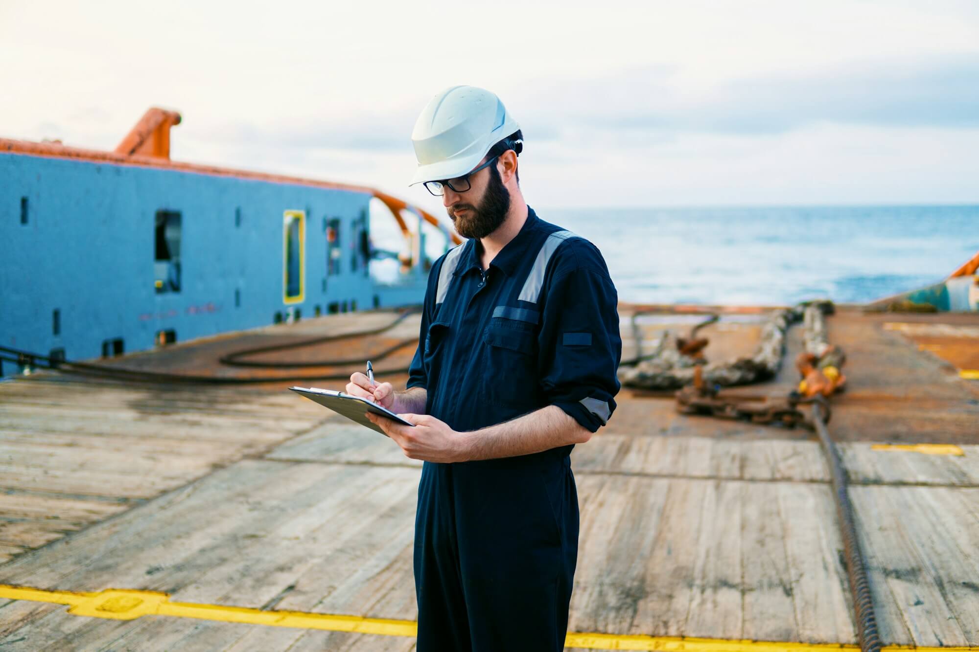 Deck Officer on deck of offshore vessel or ship