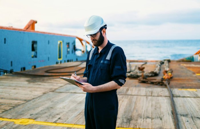 Deck Officer on deck of offshore vessel or ship Deck Officer on deck of offshore vessel or ship